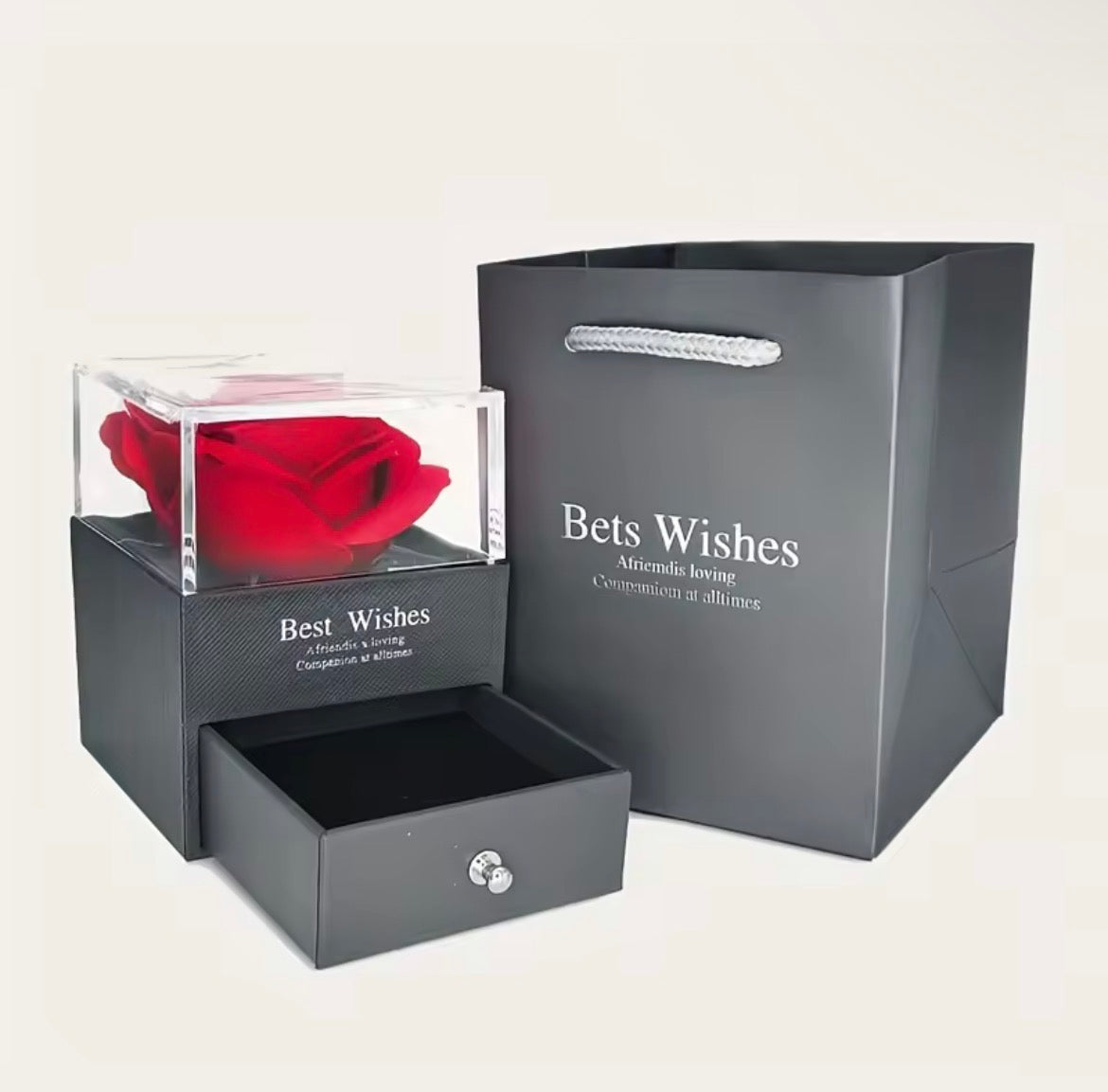 Morvani™ Heart Pendant Necklace & Rose Gift Box Set – Romantic Gift for Her (Rose + Gift Bag + Card)