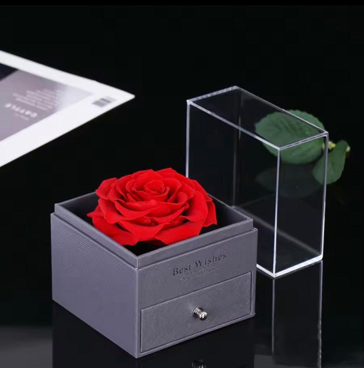 Morvani™ Heart Pendant Necklace & Rose Gift Box Set – Romantic Gift for Her (Rose + Gift Bag + Card)